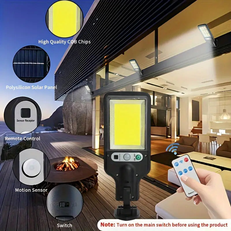 PACK x 4 Luces Solares LED con sensor de movimiento, CONTROL REMOTO!