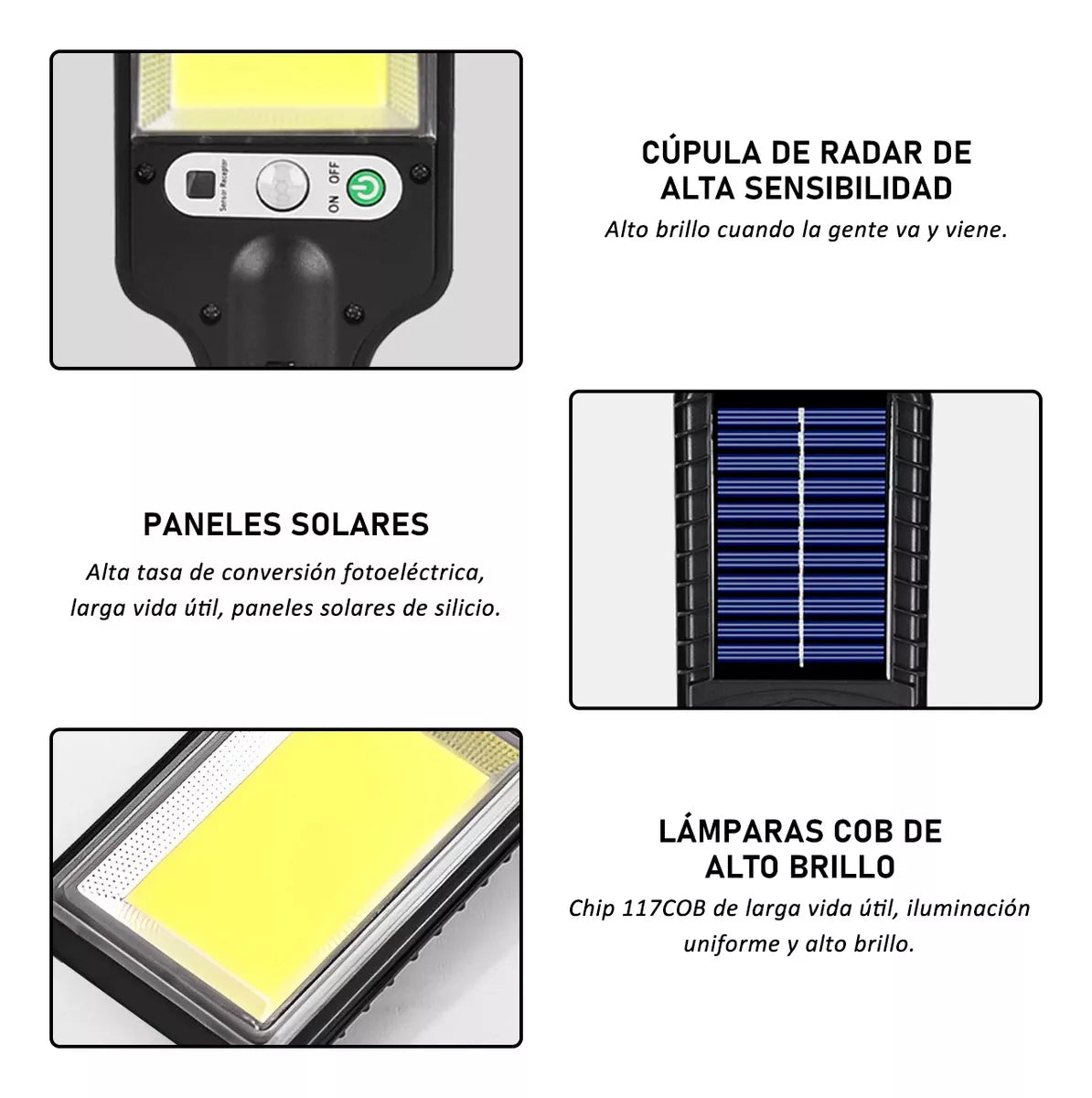 PACK x 4 Luces Solares LED con sensor de movimiento, CONTROL REMOTO!